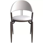 LeisureMod Venice Sedia da pranzo moderna in pelle, sedia laterale con schienale aperto imbottita, gambe in metallo, perfetta per sala da pranzo di metà secolo, nessun montaggio