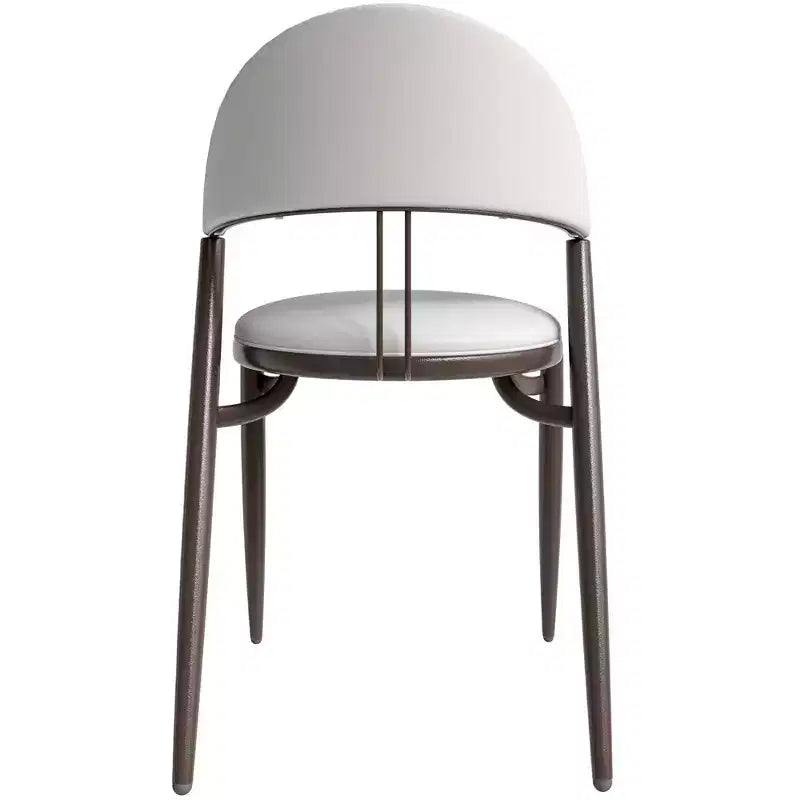 LeisureMod Venice Sedia da pranzo moderna in pelle, sedia laterale con schienale aperto imbottita, gambe in metallo, perfetta per sala da pranzo di metà secolo, nessun montaggio