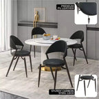 LeisureMod Venice Sedia da pranzo moderna in pelle, sedia laterale con schienale aperto imbottita, gambe in metallo, perfetta per sala da pranzo di metà secolo, nessun montaggio