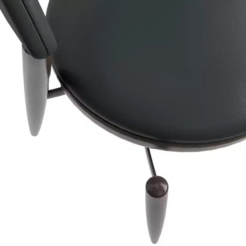 LeisureMod Venice Sedia da pranzo moderna in pelle, sedia laterale con schienale aperto imbottita, gambe in metallo, perfetta per sala da pranzo di metà secolo, nessun montaggio