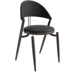 LeisureMod Venice Modern Leather Dining Chair, Open Back Upholstered Accent Side Chair, Metal Legs, Perfect for Mid-Century Dining Room, No Assembly