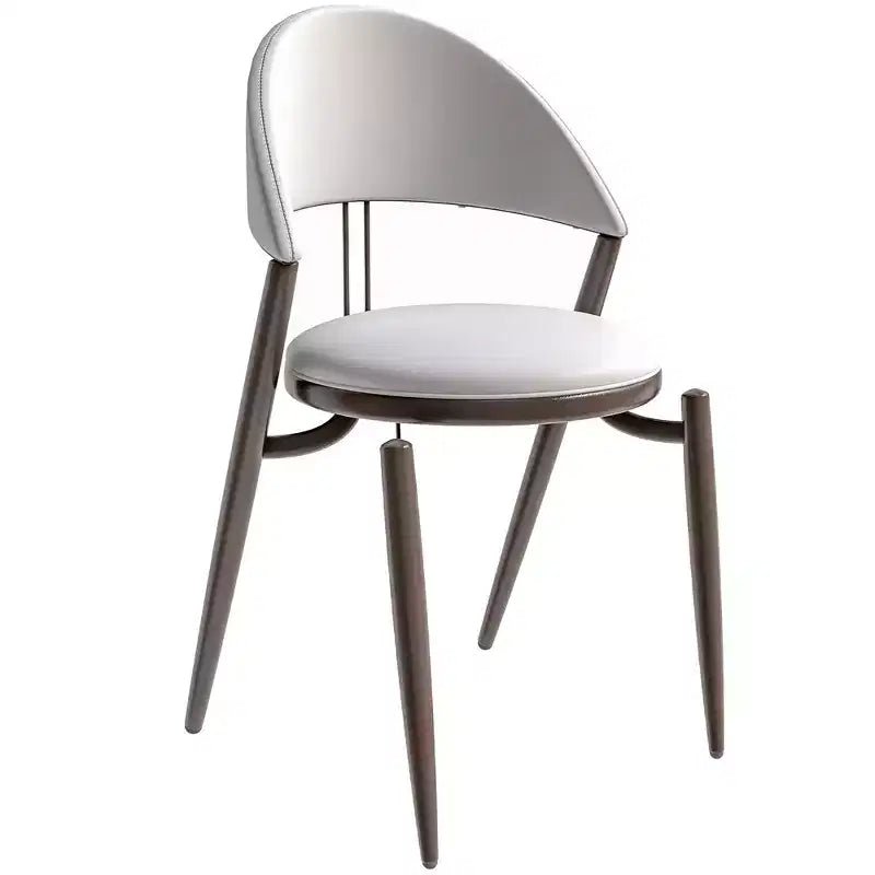 LeisureMod Venice Sedia da pranzo moderna in pelle, sedia laterale con schienale aperto imbottita, gambe in metallo, perfetta per sala da pranzo di metà secolo, nessun montaggio