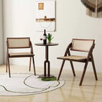 Costway Sedie Pieghevoli da Pranzo Set da 2/4 con Schienale e Seduta in Rattan Intrecciato Struttura in Legno di Gomma Marrone
