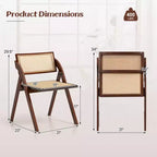 Costway Sedie Pieghevoli da Pranzo Set da 2/4 con Schienale e Seduta in Rattan Intrecciato Struttura in Legno di Gomma Marrone