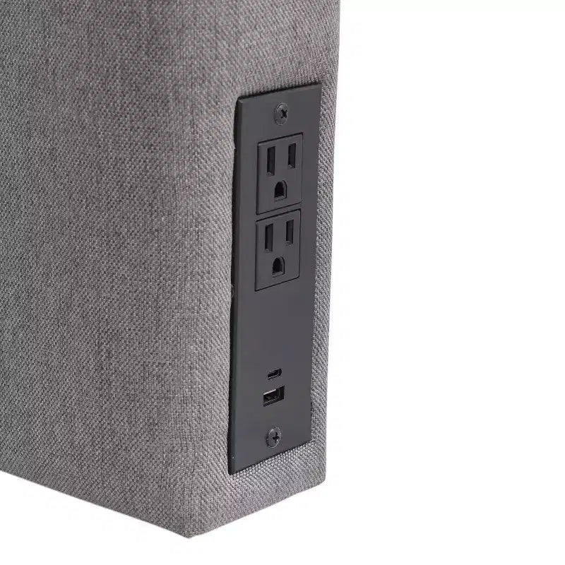Testiera Merrick Lane in finto lino con rivestimento elegante, doppie opzioni di montaggio, stazione di ricarica con 2 prese, porta USB, porta USB-C