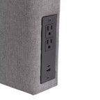 Testiera Merrick Lane in finto lino con rivestimento elegante, doppie opzioni di montaggio, stazione di ricarica con 2 prese, porta USB, porta USB-C