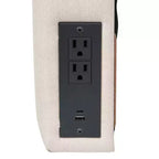 Testiera Merrick Lane in finto lino con rivestimento elegante, doppie opzioni di montaggio, stazione di ricarica con 2 prese, porta USB, porta USB-C