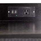 Comodino Emma e Oliver con 4 Cassetti in Tessuto, Stazione di Ricarica con 2 Porte USB/Presa di Corrente, Piano in Legno Ingegnerizzato, Maniglie in Legno, Struttura in Metallo
