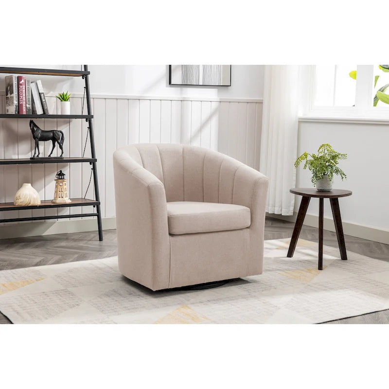 Poltrona girevole a barilotto in beige/blu/grigio scuro/grigio per 1 persona