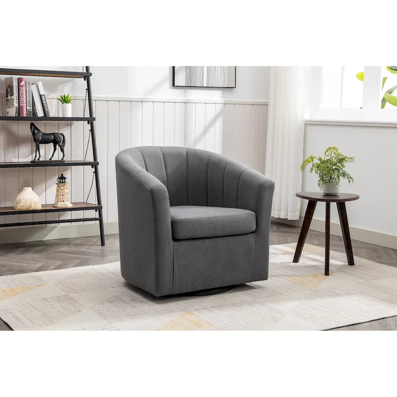 Poltrona girevole a barilotto in beige/blu/grigio scuro/grigio per 1 persona