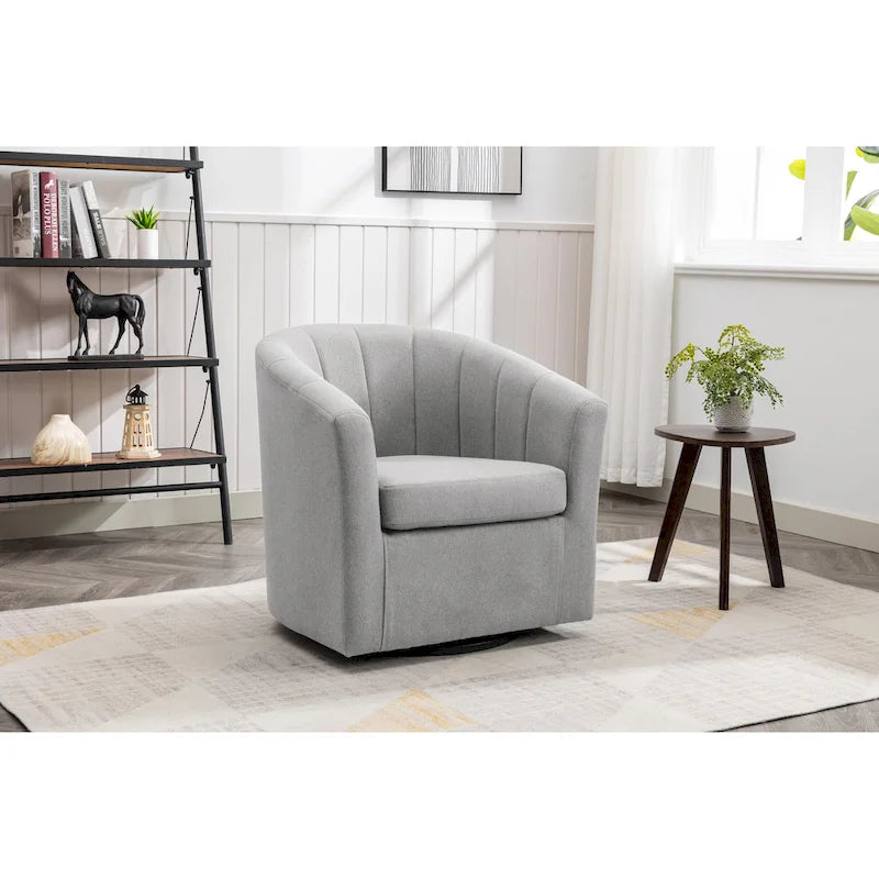 Poltrona girevole a barilotto in beige/blu/grigio scuro/grigio per 1 persona