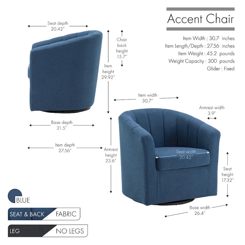 Poltrona girevole a barilotto in beige/blu/grigio scuro/grigio per 1 persona
