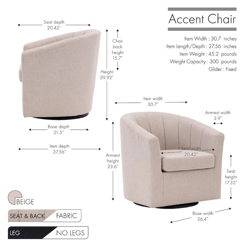Poltrona girevole a barilotto in beige/blu/grigio scuro/grigio per 1 persona