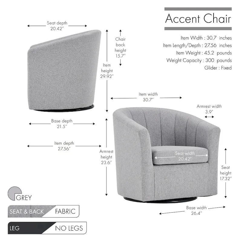 Poltrona girevole a barilotto in beige/blu/grigio scuro/grigio per 1 persona
