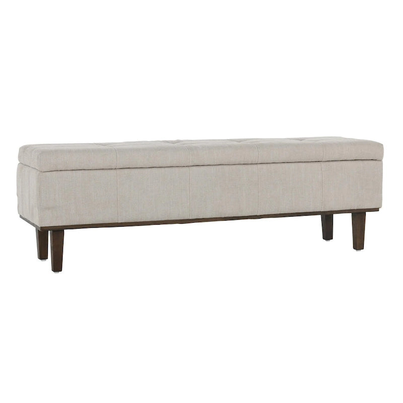 Panca contenitore trapuntata beige chiaro, 2 posti