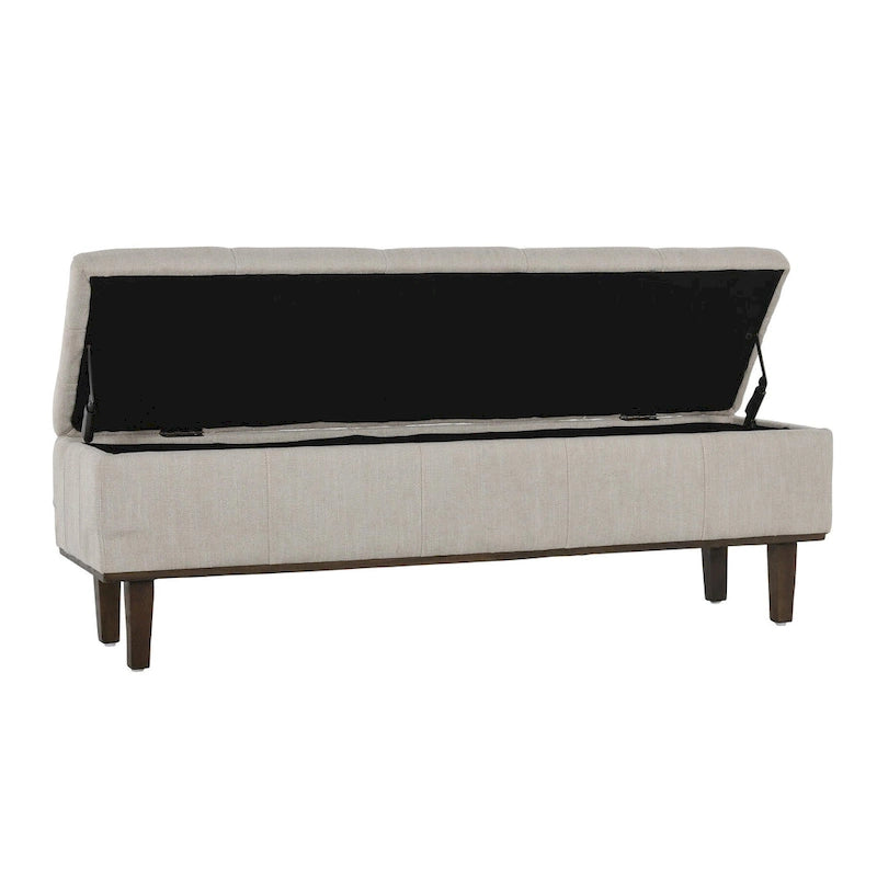 Panca contenitore trapuntata beige chiaro, 2 posti