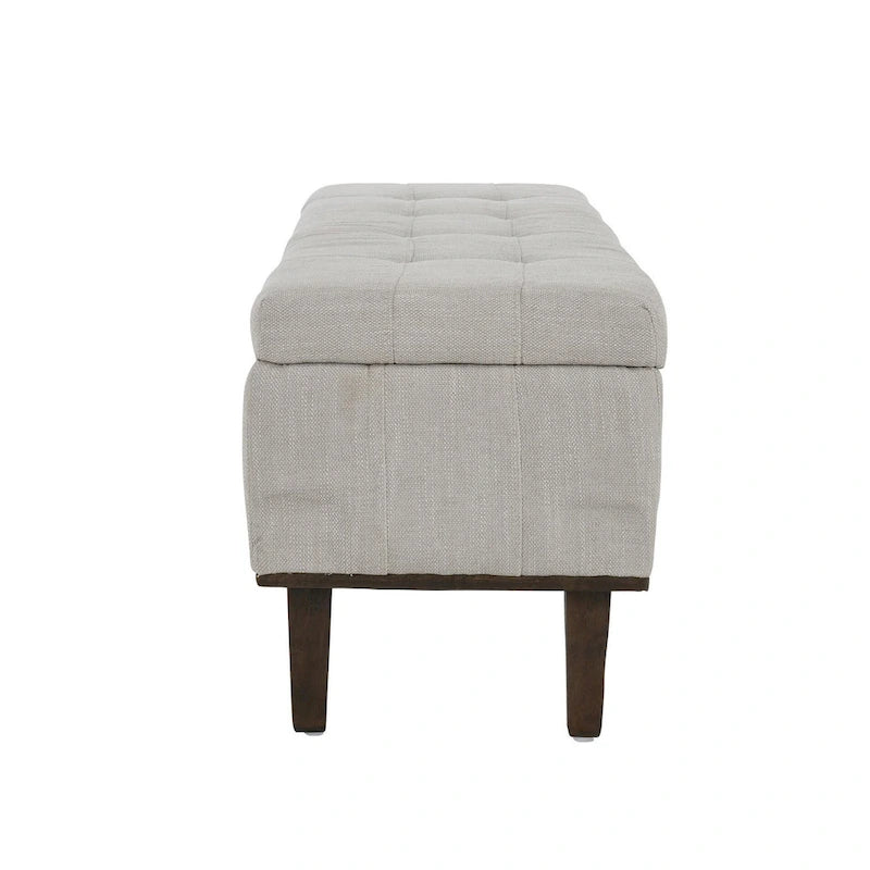 Panca contenitore trapuntata beige chiaro, 2 posti