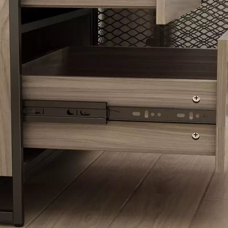 Madia da cucina in legno Famapy da 150 cm con ante in metallo, 3 cassetti e ripiani, per sala da pranzo