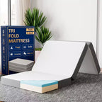 Continental Sleep 3-Inch Portable Tri Folding Gel Memory Foam Mattress | Breathable Mesh Sides with Ultra Soft, Removable and Washable Cover