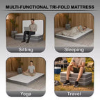Materasso in schiuma memory gel pieghevole a tre sezioni portatile Continental Sleep da 3 pollici | Lati in rete traspirante con rivestimento ultra morbido, rimovibile e lavabile