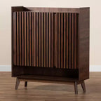 Baxton Studio Delaire Mobile portascarpe in legno finitura noce stile Mid-Century Modern