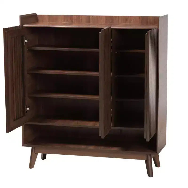 Baxton Studio Delaire Mobile portascarpe in legno finitura noce stile Mid-Century Modern