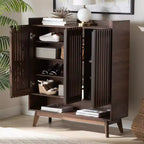 Baxton Studio Delaire Mobile portascarpe in legno finitura noce stile Mid-Century Modern