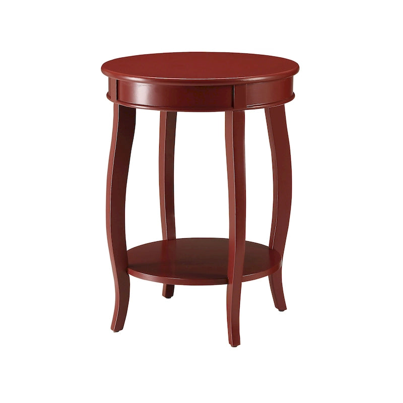 Tavolino rotondo in legno – Rosso / Verde acqua / Bianco antico / Marrone