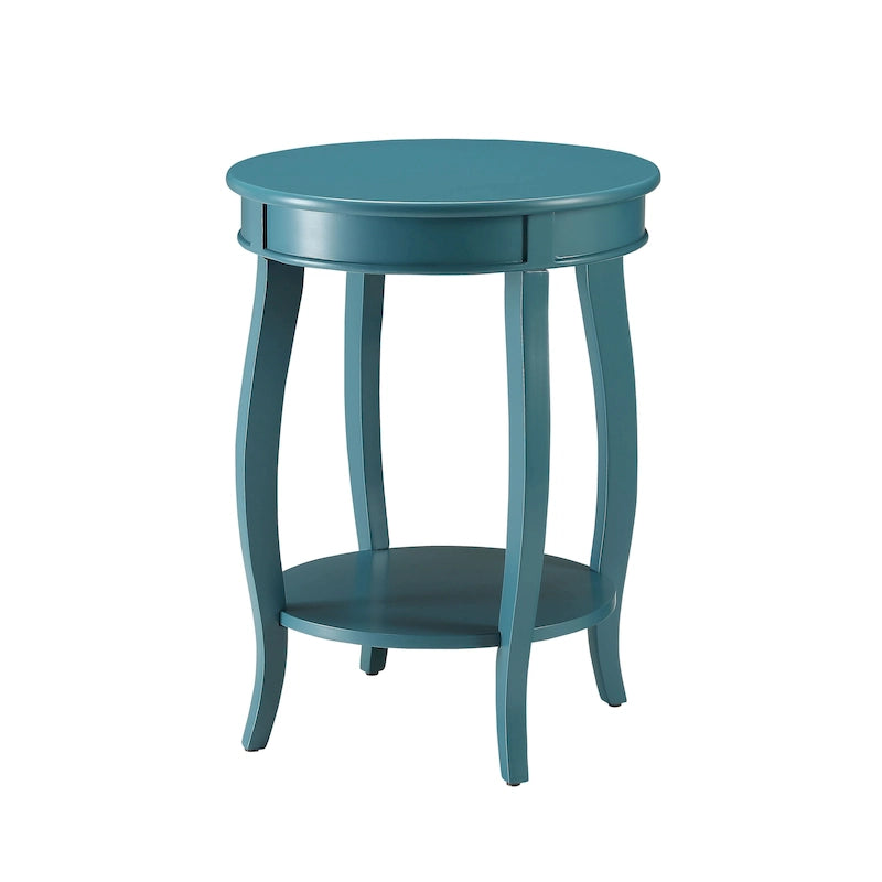 Tavolino rotondo in legno – Rosso / Verde acqua / Bianco antico / Marrone