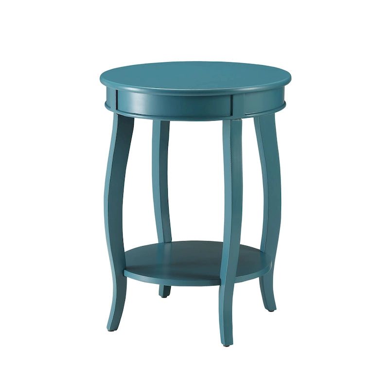 Tavolino rotondo in legno – Rosso / Verde acqua / Bianco antico / Marrone