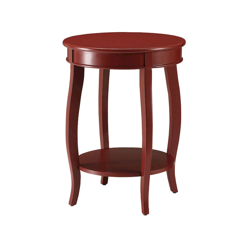 Tavolino rotondo in legno – Rosso / Verde acqua / Bianco antico / Marrone