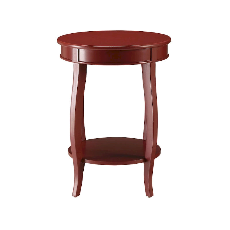 Tavolino rotondo in legno – Rosso / Verde acqua / Bianco antico / Marrone
