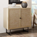 Mobile contenitore in legno di rovere/nero/bianco/noce con canna intrecciata — Da singolo a set da 4