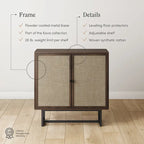 Mobile contenitore in legno di rovere/nero/bianco/noce con canna intrecciata — Da singolo a set da 4