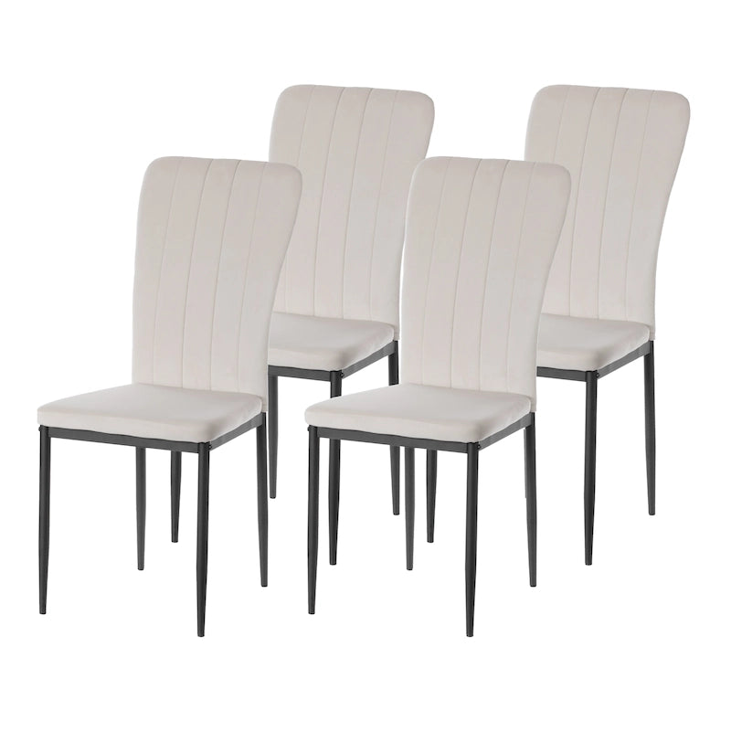 Sedia da pranzo in velluto trapuntato con gambe in metallo disponibile in quattro colori