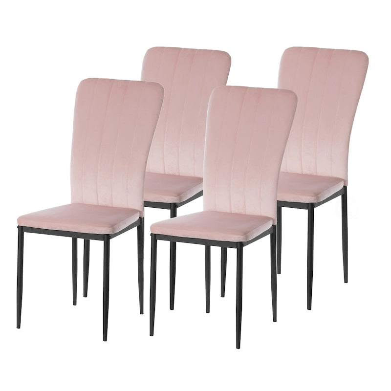 Sedia da pranzo in velluto trapuntato con gambe in metallo disponibile in quattro colori