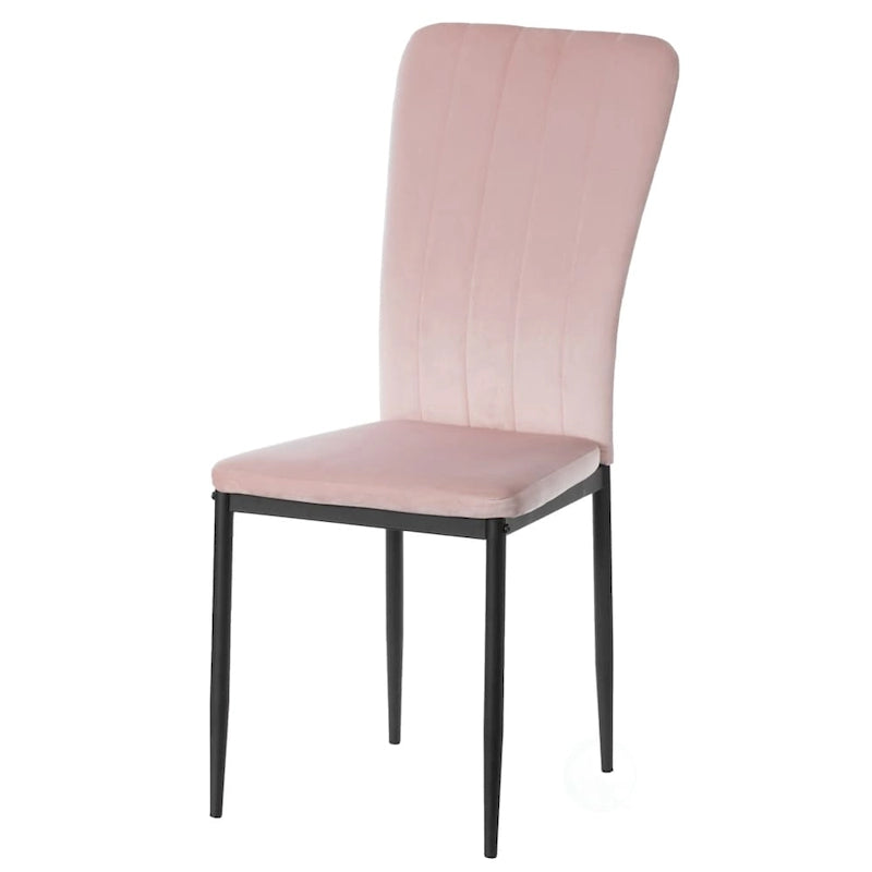Sedia da pranzo in velluto trapuntato con gambe in metallo disponibile in quattro colori
