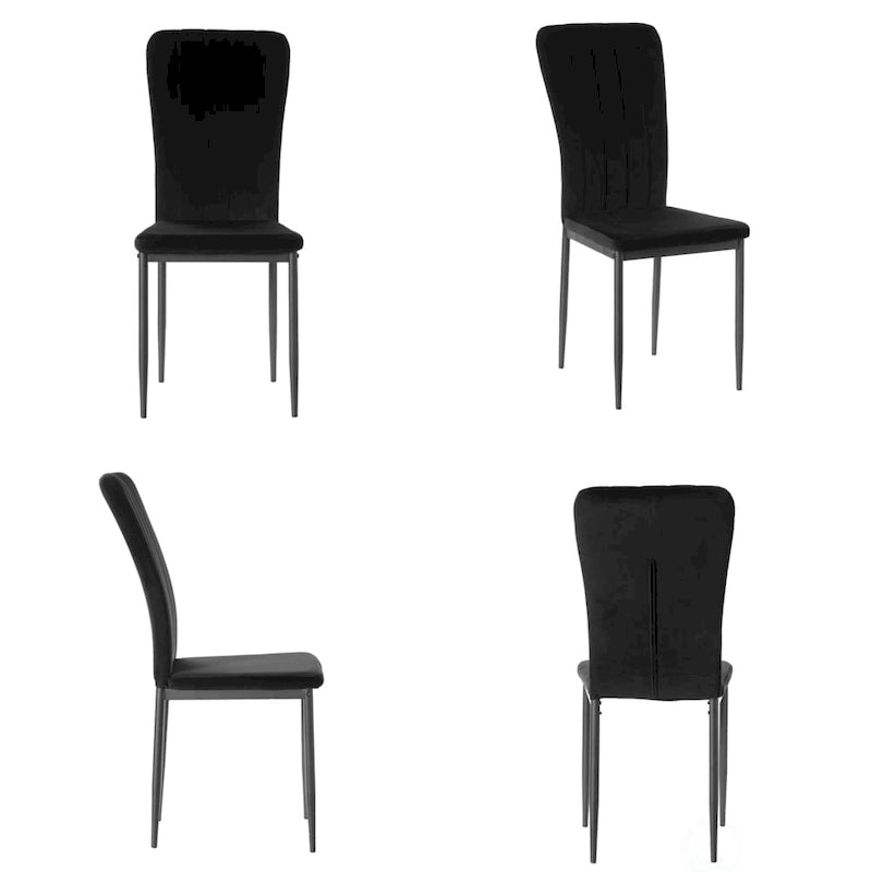Sedia da pranzo in velluto trapuntato con gambe in metallo disponibile in quattro colori