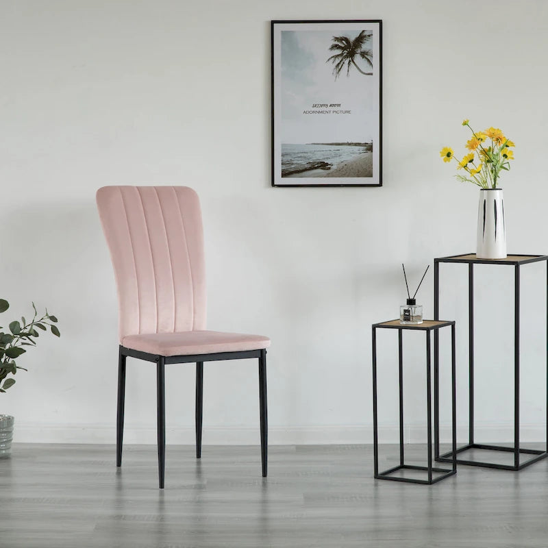 Sedia da pranzo in velluto trapuntato con gambe in metallo disponibile in quattro colori
