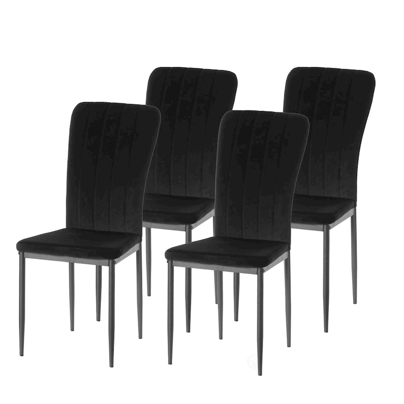 Sedia da pranzo in velluto trapuntato con gambe in metallo disponibile in quattro colori