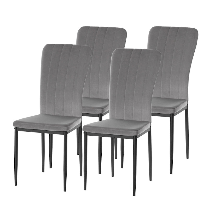 Sedia da pranzo in velluto trapuntato con gambe in metallo disponibile in quattro colori