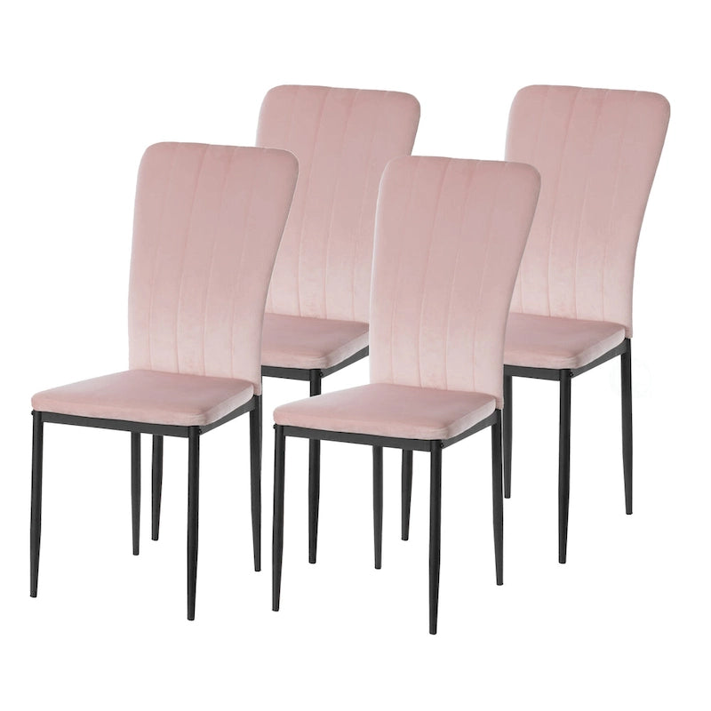 Sedia da pranzo in velluto trapuntato con gambe in metallo disponibile in quattro colori