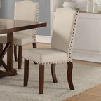 Sedie da Pranzo Imbottite Color Crema, Marrone Ciliegia (Set da 2)