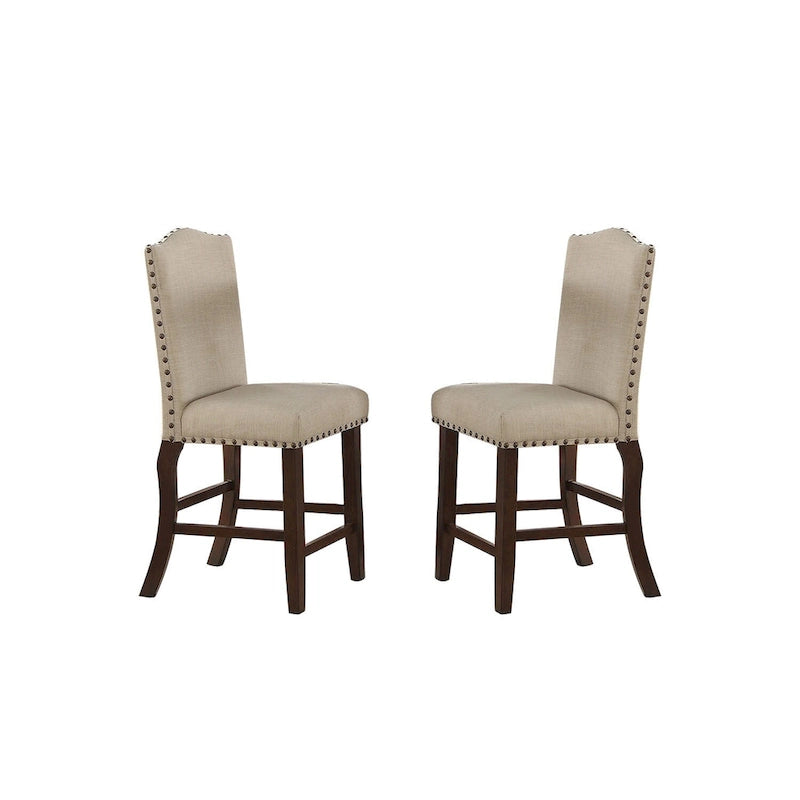Sedie da Pranzo Imbottite Color Crema, Marrone Ciliegia (Set da 2)