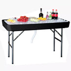 Tavolo ghiacciaia pieghevole portatile Modern Home da 120 cm con gonna - Nero