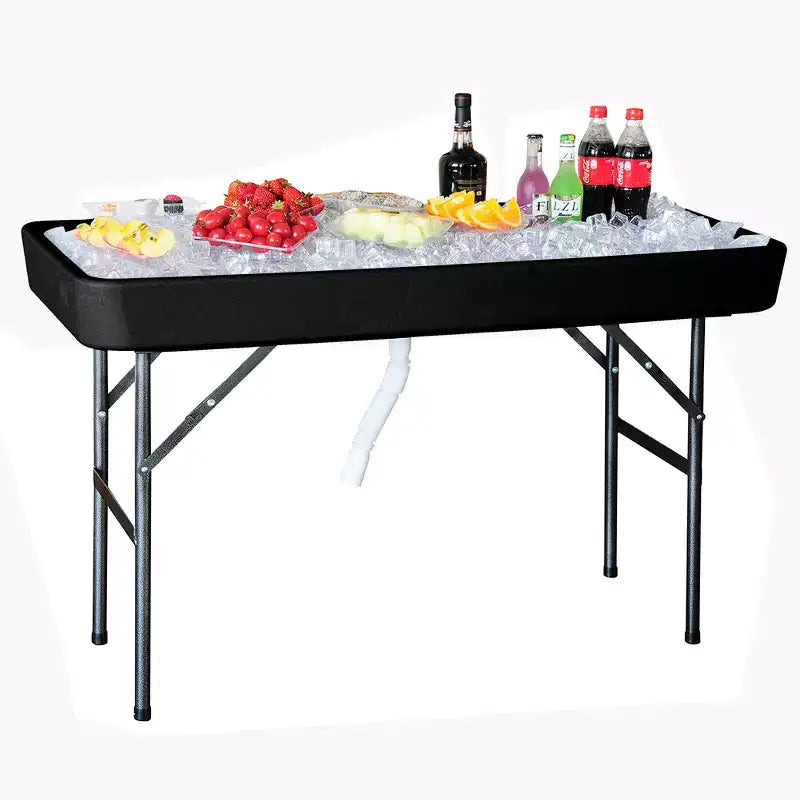 Tavolo ghiacciaia pieghevole portatile Modern Home da 120 cm con gonna - Nero