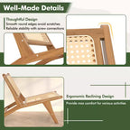 Costway 1/2 Pezzi Sedia in Teak in Stile Mid-Century Moderno con Seduta e Schienale in Rattan Intrecciato a Mano