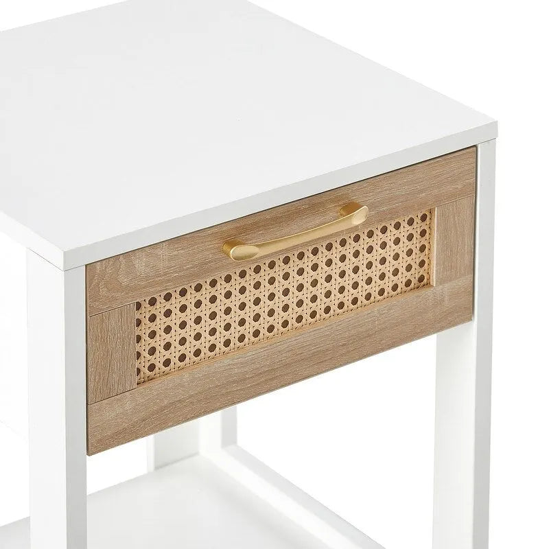 Comodino in legno da 15,75 pollici con cassetto portaoggetti, tavolino per soggiorno