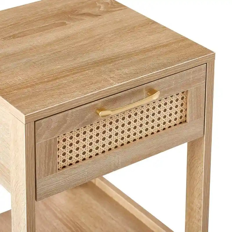 Comodino in legno da 15,75 pollici con cassetto portaoggetti, tavolino per soggiorno