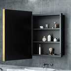 Pensile da bagno/armadietto dei medicinali Keonjinn da 21 pollici L x 27 pollici A, in metallo con specchio, rettangolare, da incasso/da superficie